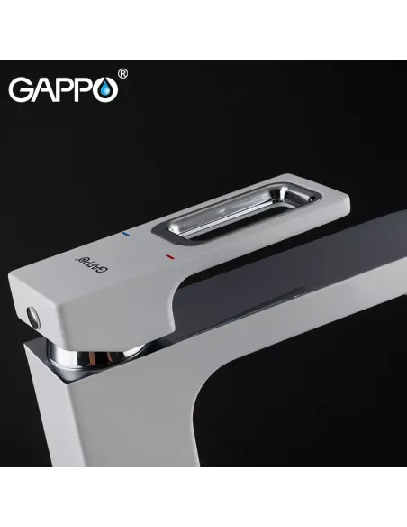 Смеситель для умывальника Gappo G1017-8, белый, хром, однорычажный