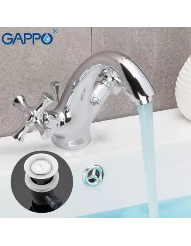 Змішувач для раковини двовентильний Gappo G1042, хром
