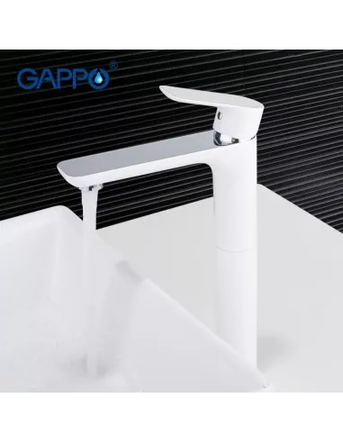 Смеситель для умывальника Gappo G1048-2, белый, хром, однорычажный