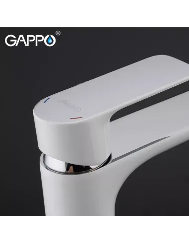 Смеситель для умывальника Gappo G1048-2, белый, хром, однорычажный