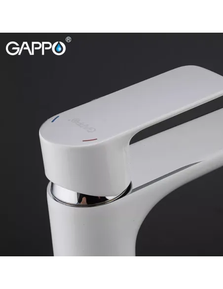 Смеситель для умывальника Gappo G1048-2, белый, хром, однорычажный