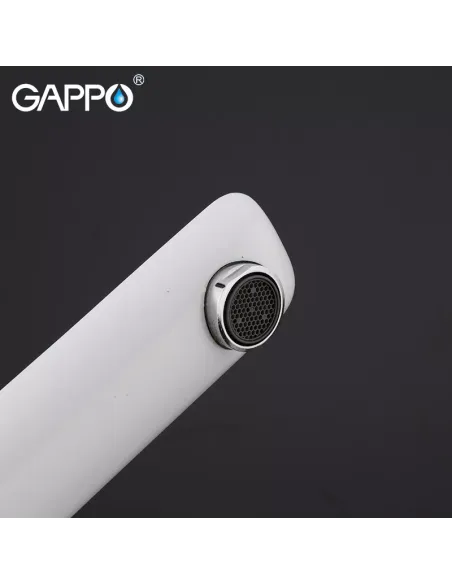 Смеситель для умывальника Gappo G1048-2, белый, хром, однорычажный