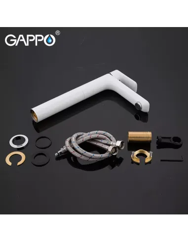 Смеситель для умывальника Gappo G1048-2, белый, хром, однорычажный