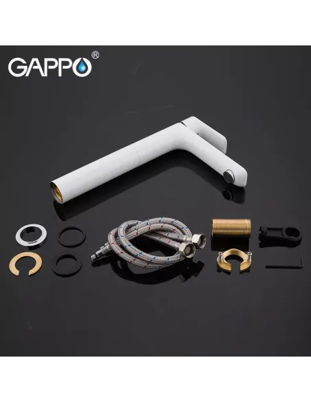 Смеситель для умывальника Gappo G1048-2, белый, хром, однорычажный