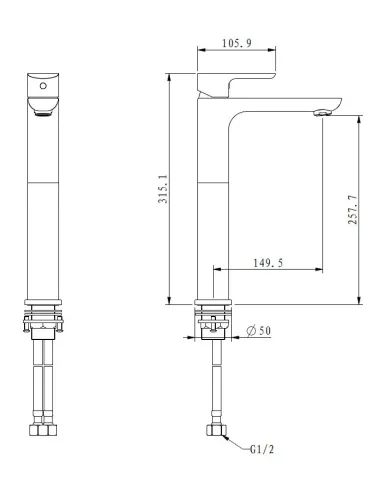 Смеситель для умывальника Gappo G1048-2, белый, хром, однорычажный