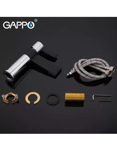 Смеситель для умывальника Gappo G1081, черный, хром, однорычажный