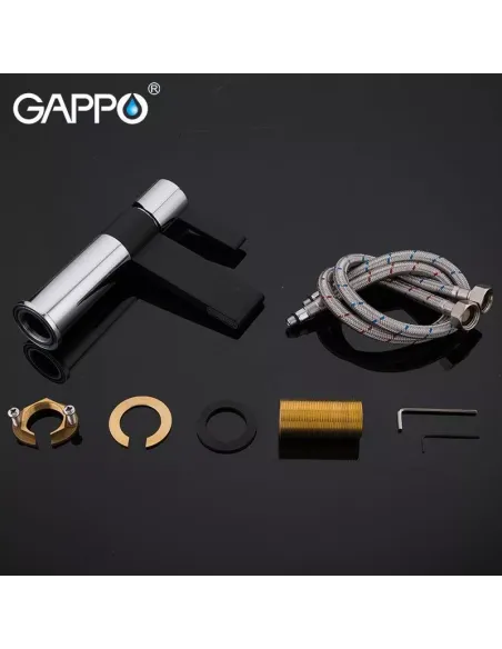 Смеситель для умывальника Gappo G1081, черный, хром, однорычажный