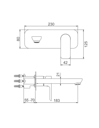 Змішувач для умивальника прихованого монтажу Gappo G1048-22