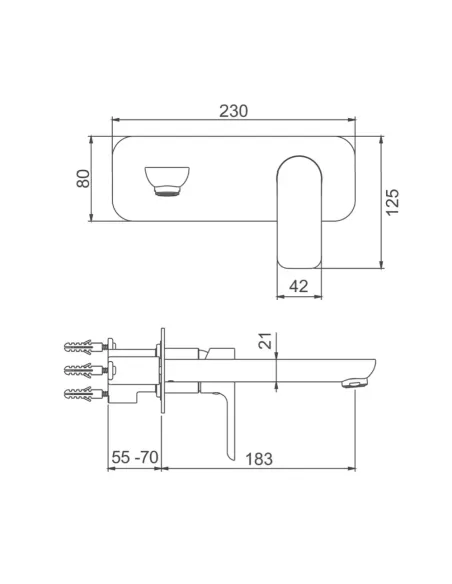 Змішувач для умивальника прихованого монтажу Gappo G1048-22