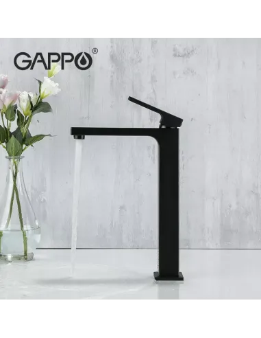 Смеситель для умывальника Gappo G1017-62, черный, высокий