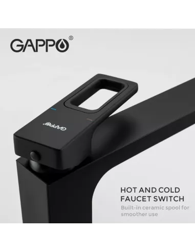 Смеситель для умывальника Gappo G1017-62, черный, высокий