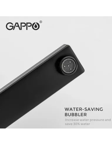 Смеситель для умывальника Gappo G1017-62, черный, высокий