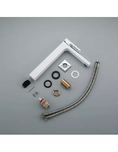 Змішувач для умивальника Gappo G1017-2, білий, хром, одноважільний