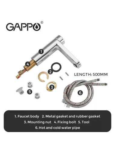 Смеситель для умывальника Gappo G1095-1 нажимной