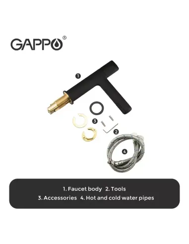 Смеситель для умывальника Gappo G1052-86, черный, однорычажный