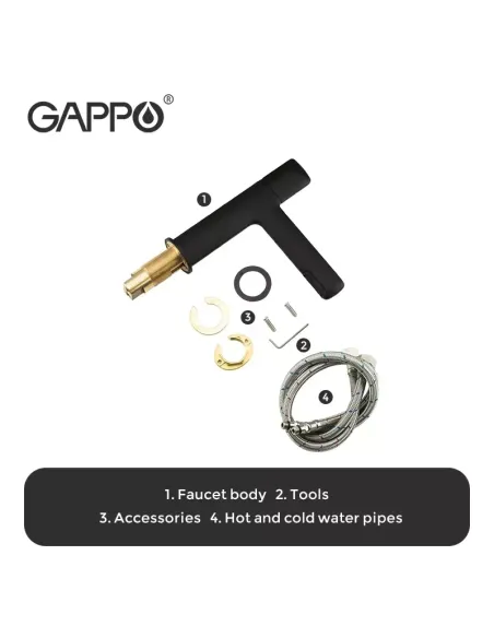 Смеситель для умывальника Gappo G1052-86, черный, однорычажный