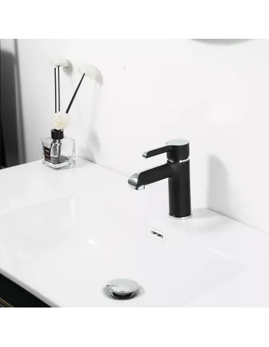 Змішувач для умивальника Gappo G1003-6, чорний, хром, одноважільний