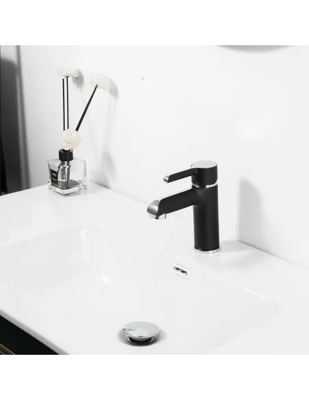 Змішувач для умивальника Gappo G1003-6, чорний, хром, одноважільний