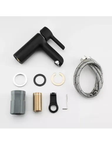 Змішувач для умивальника Gappo G1003-6, чорний, хром, одноважільний