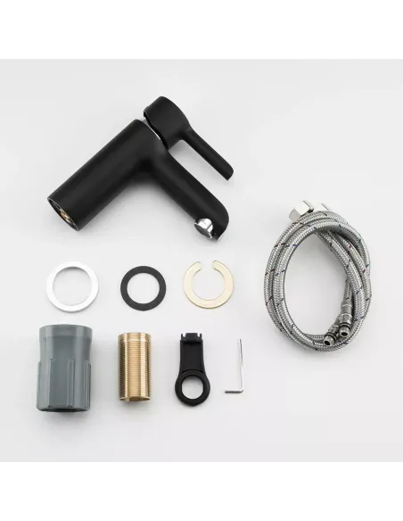 Змішувач для умивальника Gappo G1003-6, чорний, хром, одноважільний