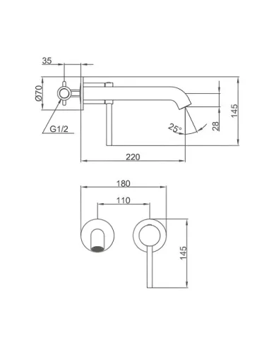Змішувач для умивальника прихованого монтажу Gappo G1206-9, сірий