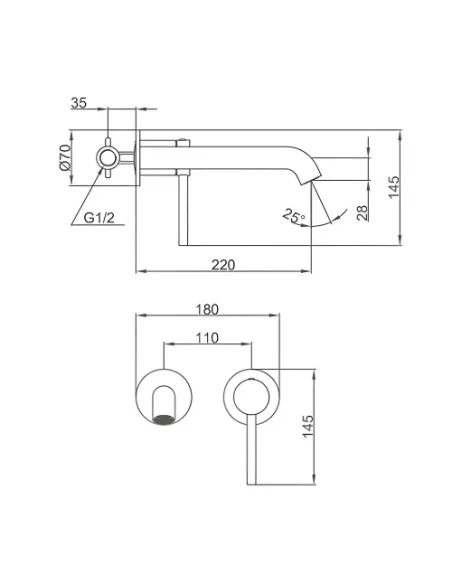Змішувач для умивальника прихованого монтажу Gappo G1206-9, сірий