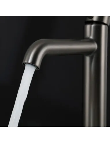 Змішувач для умивальника Gappo G1006-29, високий, сірий, одноважільний