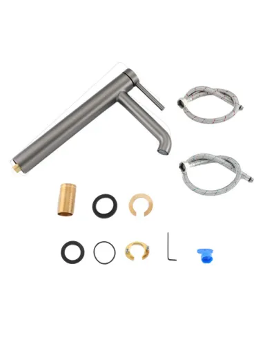 Змішувач для умивальника Gappo G1006-29, високий, сірий, одноважільний