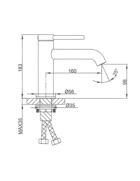 Змішувач для умивальника Gappo G1006-9, сірий, одноважільний