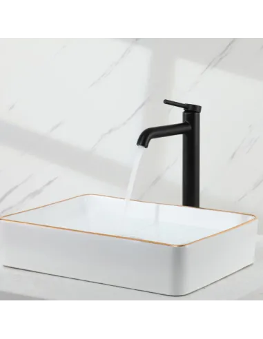 Смеситель для умывальника Gappo G1006-26, высокий, черный, однорычажный