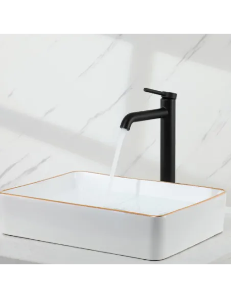 Смеситель для умывальника Gappo G1006-26, высокий, черный, однорычажный