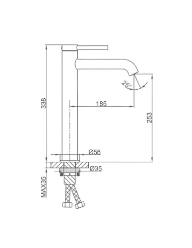 Смеситель для умывальника Gappo G1006-26, высокий, черный, однорычажный