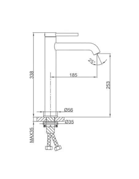 Смеситель для умывальника Gappo G1006-26, высокий, черный, однорычажный