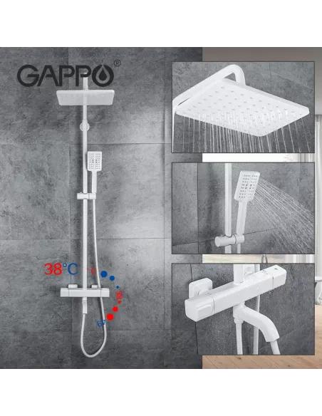 Душова система з термостатом Gappo G2491-8, білий