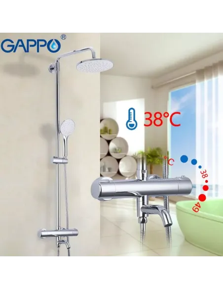 Душевая система с термостатом Gappo G2490, хром Душевая система с термостатом Gappo G2490, хром