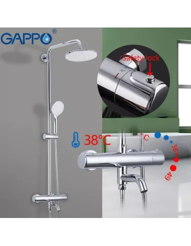 Душевая система с термостатом Gappo G2490, хром