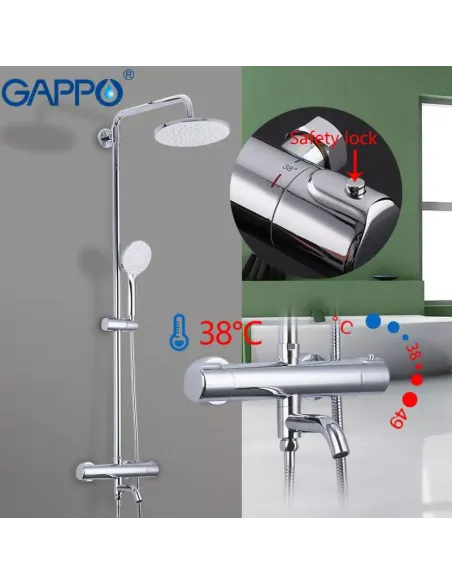 Душевая система с термостатом Gappo G2490, хром Душевая система с термостатом Gappo G2490, хром