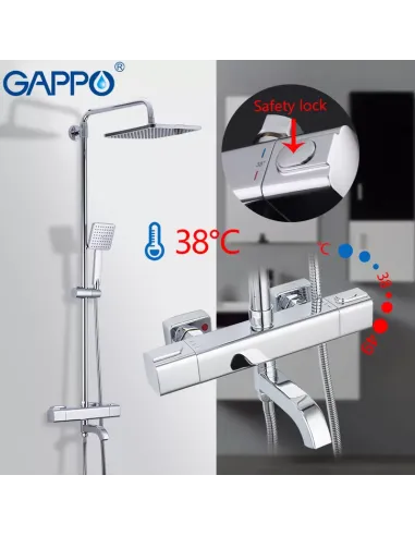 Душевая система с термостатом Gappo G2491, хром
