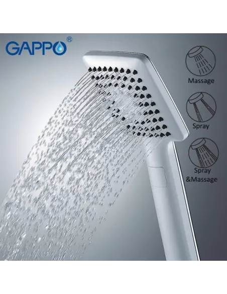 Лейка для ручного душа Gappo G27, 235 x 97 мм, 3 режима, белый
