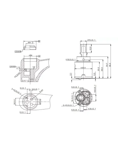 Картридж для змішувача Gappo G54, 25 мм, короткий