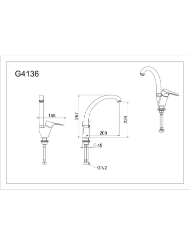 Змішувач для кухні Gappo G4136, хром