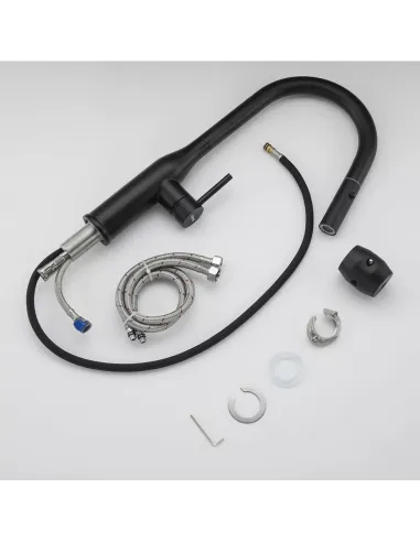 Змішувач для кухні з висувним виливом Gappo G4398-46, 2 режими, чорний