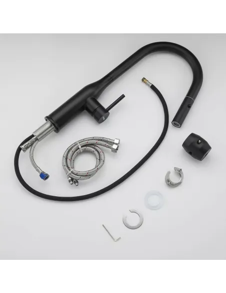 Змішувач для кухні з висувним виливом Gappo G4398-46, 2 режими, чорний