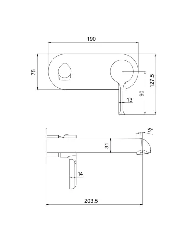 Смеситель для умывальника скрытого монтажа Gappo G1003-26, черный хром