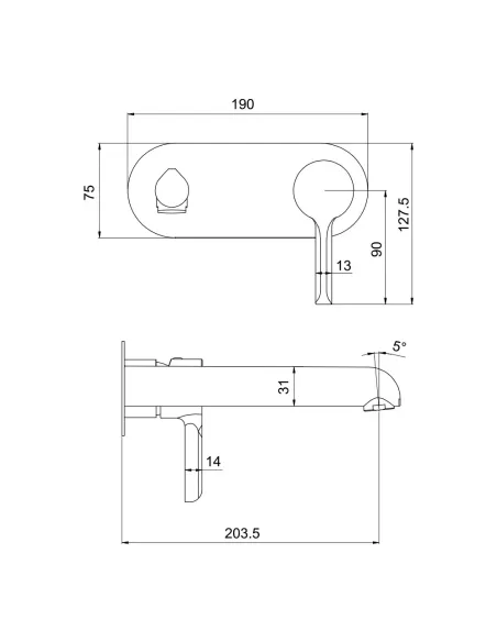 Смеситель для умывальника скрытого монтажа Gappo G1003-26, черный хром