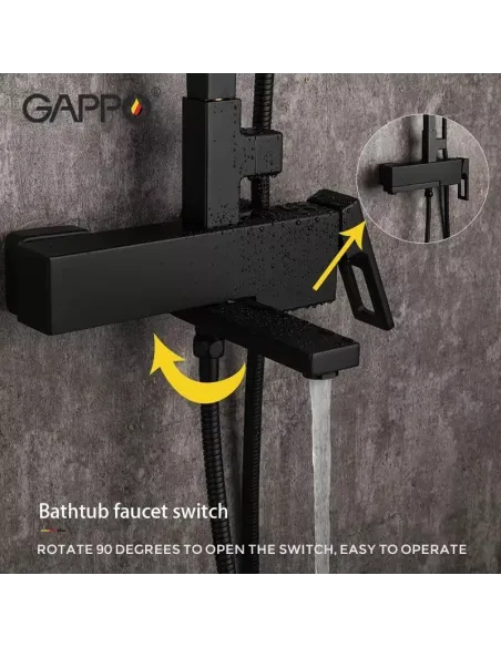 Душова система із виливом Gappo G2417-6, чорний