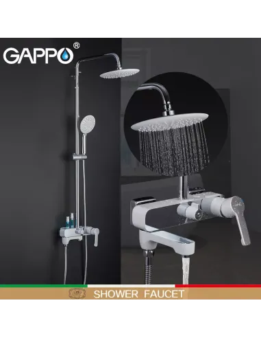 Душевая система с изливом Gappo G2402-8, белый хром