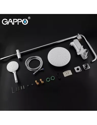 Душевая система с изливом Gappo G2402-8, белый хром