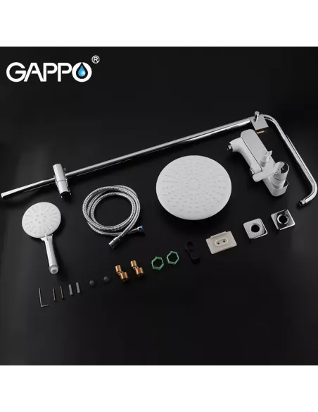 Душевая система с изливом Gappo G2402-8, белый хром