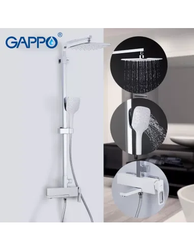 Душевая система с изливом Gappo G2417-8, белый хром